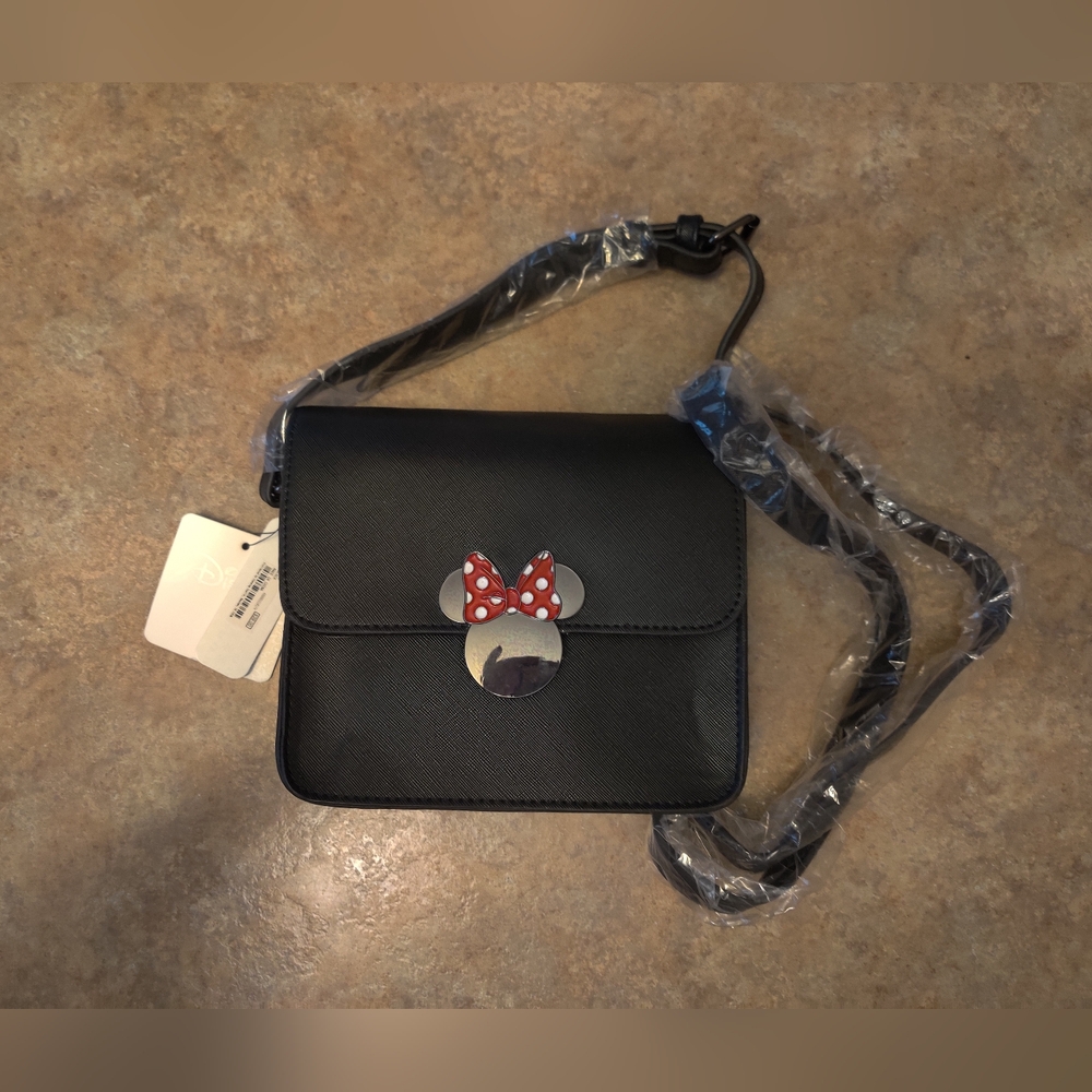 Disney Minnie Black Crossbody Bag with Red Polka Dot Bow